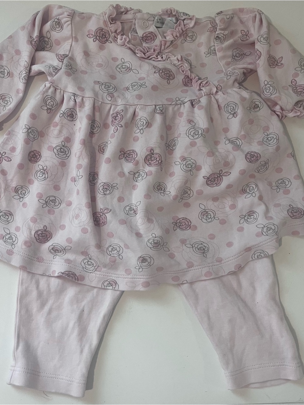 Kissy Kissy Baby Girl Tunic Set Floral Tunic Pink Leggings 6-9m Pima Cotton